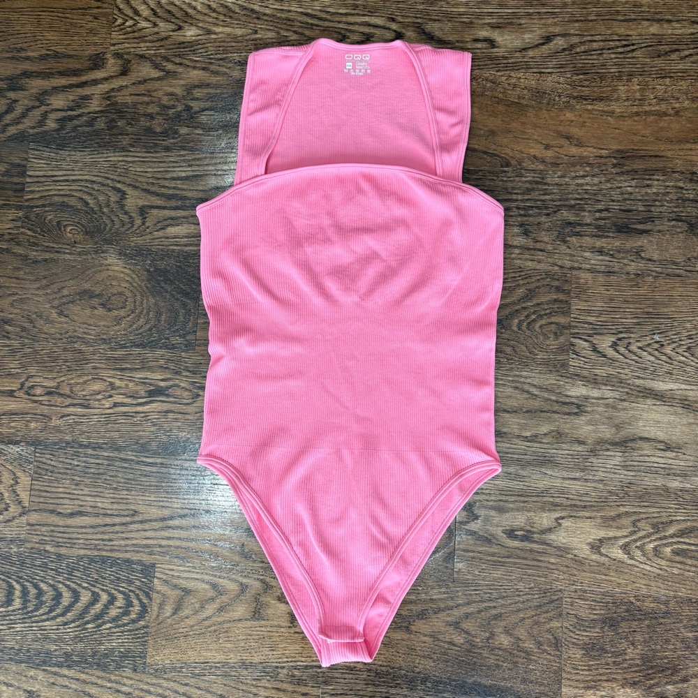 Cute Pink Ribbed Bodysuit - Picture 2 of 5